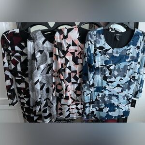 Alfani Geometric and Camouflage Patterned Tops Size PL Fully lined NWT $13 each
